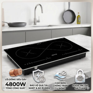 Bếp Từ Đôi Inverter Aloma M96 - Mặt Kính Cường Lực Phủ Nano, Công Suất 4800W - BH24T